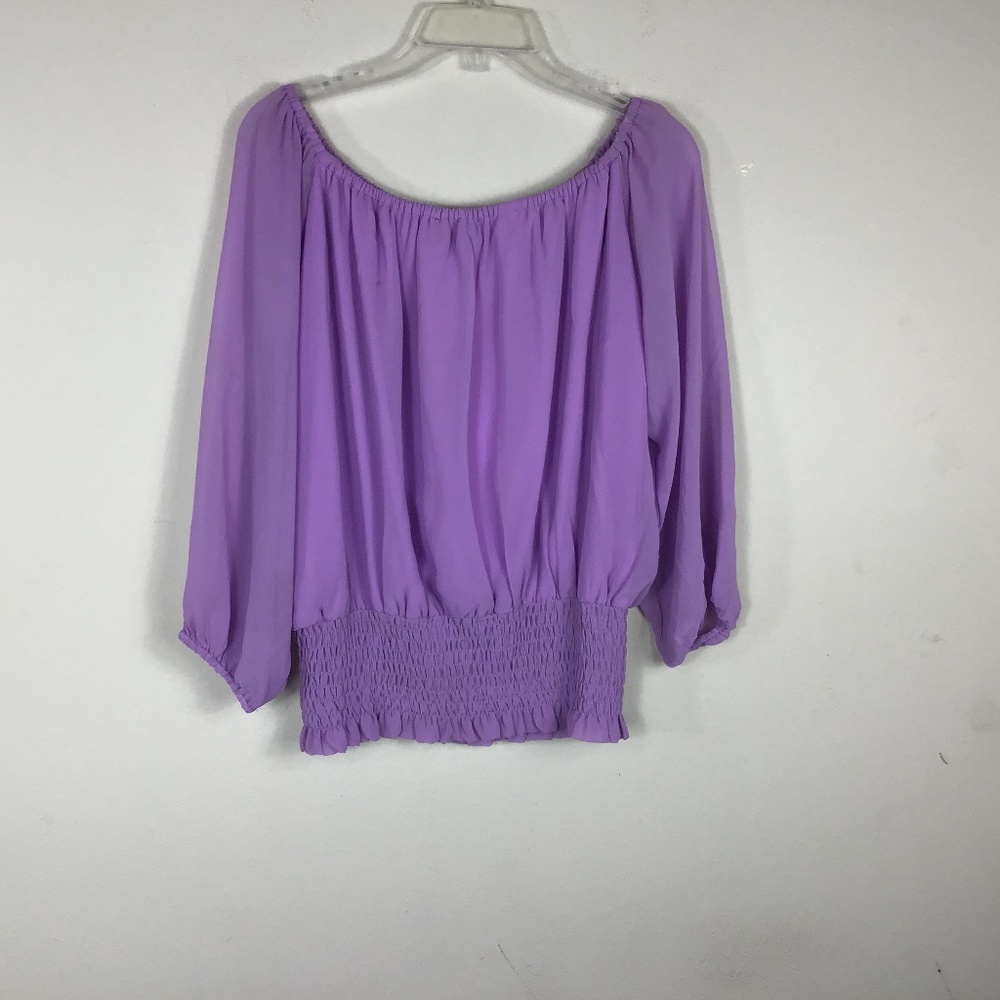 Lilac Off-Shoulder Blouse. - Picture 3 of 4